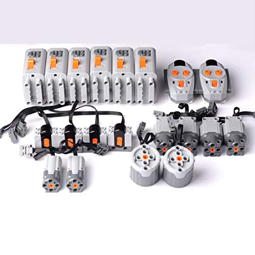 Lommer Technik Power Functions Set für Technic Autos, 4 L 2 XL 2 M Motoren 2 Fernbedienungen 4 Empfänger 6 Batteriefach, Kompatibel mit Lego Technics mit Adapter von liuduo