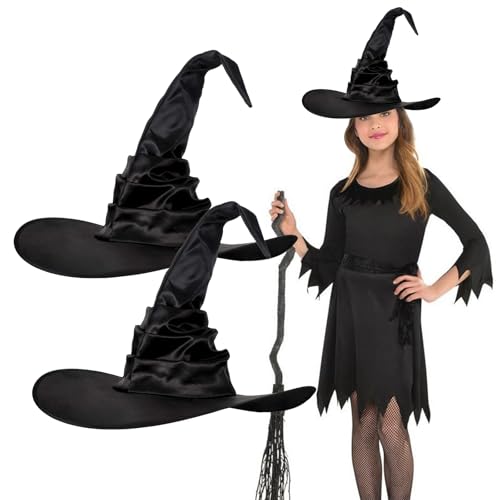 liuer Hexenhut Damen, 2 Stück Halloween Hexenhut Hexen Hut Kostüm Cosplay Hexenhüte Hexen Zubehör für Halloween Party Karneval Maskerade Cosplay Kostüm Zubehör von liuer