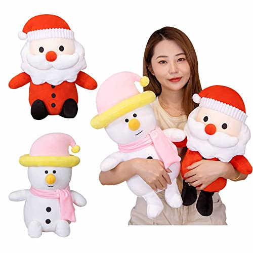 liuer Weihnachten Plüschtier 2PCS Weihnachten Kuscheltiere Süßes Muster Weihnachten Ornament Dekoration Plüschtiere für Jungen Mädchen Kinder (Weihnachtsmann + Schneemann) von liuer