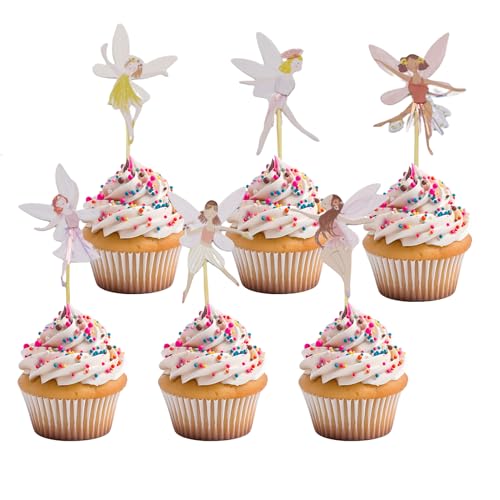 24 Stück Fee Cupcake Topper Ballerina Cupcake Topper Feen Kuchendeko Geburtstag Tortendeko Mädchen Fairy Kuchen Topper Muffin Deko für Kindergeburtstag Babyparty Mädchen Geburtstagsdeko von lokxmve