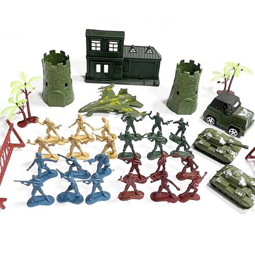 lomdung 27 Stück Soldatenfiguren mit 11 Stück Waffenzubehör, Mini Figures Military Kit, WW2 Armee Spielzeuge zum Figuren, Militärarmee Spiel fur Geschenke ab 6 Jahren Jungen or Erwachsene von lomdung