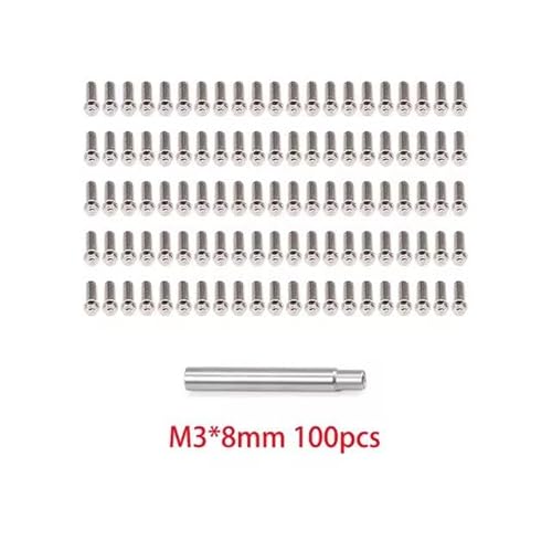 lopituwe 100 Stück M2 M3 Stahlskalenringschrauben. Ausgestattet mit einem Schraubenschlüssel für Schrauben. M2 M3 Schrauben für 1,9 2,2 Zoll Rad, Silber, M3 8mm von lopituwe