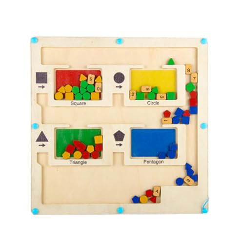 Magnetisches Labyrinth, magnetisches Farblabyrinth,Magnetisches Zählbrett - Holz-Farb- und Zahlenlabyrinth, Magnettafel-Puzzles, Aktivitäten für Kleinkinder, Zähl-Matching-Spiele, Lernspielzeug von lovemetoo