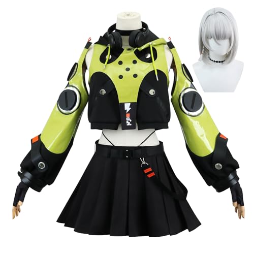 Zenless Zone Zero Cosplay Kostüm Outfit Spiele Anby Demara Mit Perücke Kopfschmuck Set Für Frauen Mädchen Kleid Uniform Komplettes Set Halloween Party Karneval Dress Up Anzug(Size:S,Color:Bekleidung) von lovtuwr