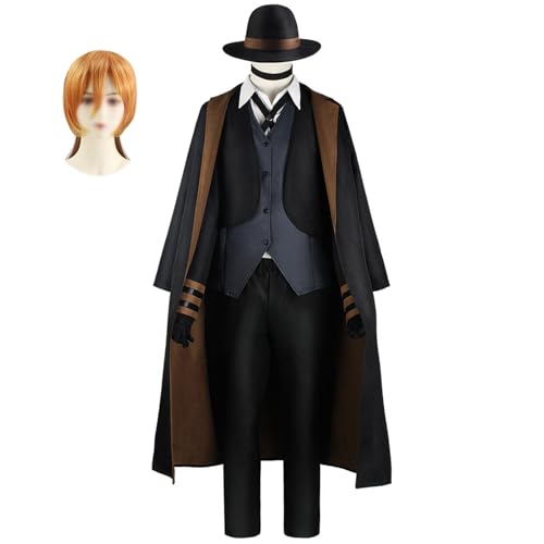 lovtuwr Cosplay Kostüm Bungo Streunende Hunde Outfit Anime Uniform Full Set Halloween Karneval Festival Erwachsene Kostüm Für Männer(Size:XXXL,Color:Schwarz) von lovtuwr