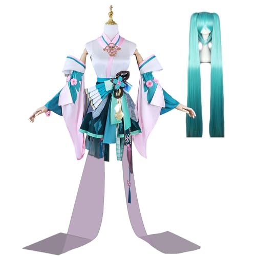 lovtuwr Cosplay Kostüm Hatsune Mikuoutfit Set Mit Perücke Für Erwachsene Outfit Cosplay Uniform Kostüm Rollenspiel Komplettset Für Halloween-kostüme(Size:XL,Color:A) von lovtuwr