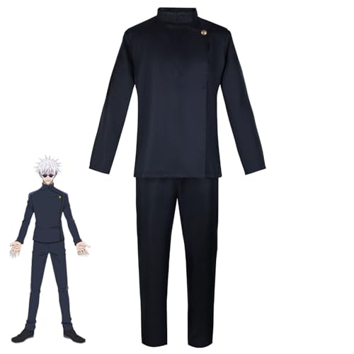 lovtuwr Cosplay Kostüm Jujutsu Kaisen Cosplay Anime Uniform Satoru Gojo Full Set Halloween Karneval Festival Für Erwachsene(Size:M,Color:Schwarz) von lovtuwr