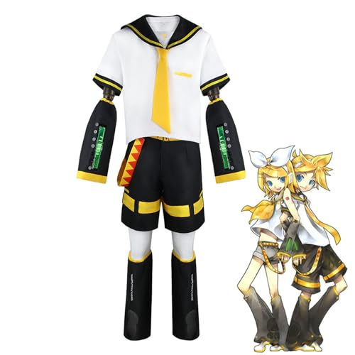 lovtuwr Cosplay Kostüm Kagamine Rin/len Outfit Set Für Erwachsene Outfit Cosplay Uniform Kostüm Rollenspiel Komplettset Für Halloween-kostüme(Size:2XL,Color:Len) von lovtuwr