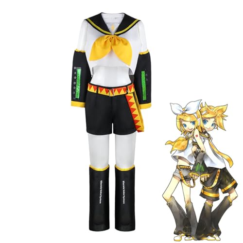 lovtuwr Cosplay Kostüm Kagamine Rin/len Outfit Set Für Erwachsene Outfit Cosplay Uniform Kostüm Rollenspiel Komplettset Für Halloween-kostüme(Size:2XL,Color:Rin) von lovtuwr