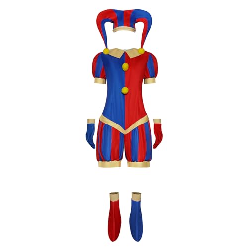 lovtuwr Cosplay Kostüm Outfit Anime The Amazing Digital Circus Outfit Komplettes Set Für Frauen Uniform Halloween Karneval Party Dress Up Anzug(Size:150,Color:Bekleidung) von lovtuwr