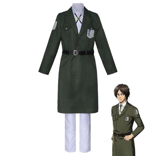 lovtuwr Cosplay Kostüm Shingeki No Kyojin Staffel 4 Cosplay Kostüm Anime Uniform Grün Langer Trenchcoat Halloween(Size:XXXL,Color:Grün) von lovtuwr