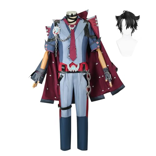 lovtuwr Genshin Impact Cosplay-kostüm Mit Perücke, Uniformspiel Genshin Wriothesley Cosplay Halloween-kostüme Für Männer(Size:M,Color:Gray) von lovtuwr