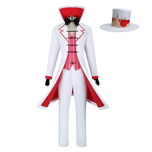 lovtuwr Hazbin Hotel Damen/herrenspiele Cosplay Kostümanzug Mit Hut Lucifer•morningstar Weißes Uniform-halloween-set(Size:2XL,Color:Kleidung) von lovtuwr