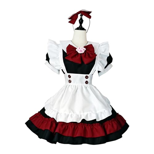 lovtuwr Japanisches Dienstmädchen-kostüm In Lolita-optik Für Damen, Anime-cosplay-dienstmädchen-kostüme, Süße Dienstmädchen-verkleidung Für Halloween-karneval-cosplay(Size:5XL,Color:Rot) von lovtuwr