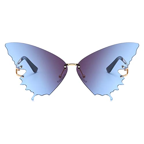 Festival Accessoires Damen, 5 Farben Schmetterling Coole Neuheit Brillen Sonnenbrille Unregelmäßige Rave Vintage Randlose Party Accessoires Mallorca Party Lustige Festival Zubehör Festival Brille von lozssnigzi