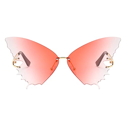 Festival Accessoires Damen, 5 Farben Schmetterling Coole Sonnenbrille Neuheit Brillen Unregelmäßige Rave Vintage Randlose Party Accessoires Mallorca Party Lustige Festival Brille Festival Zubehör von lozssnigzi