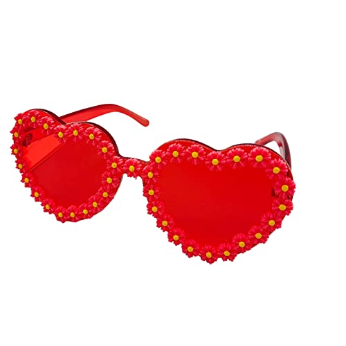 Festival Accessoires Damen Blumen Rahmen Unregelmäßige Festival Accessoires Sonnenbrille Lustige Bunte Rave Vintage Festival Brille Bonbonfarbene Gläser Coole Festival Zubehör Neuheit Brillen von lozssnigzi