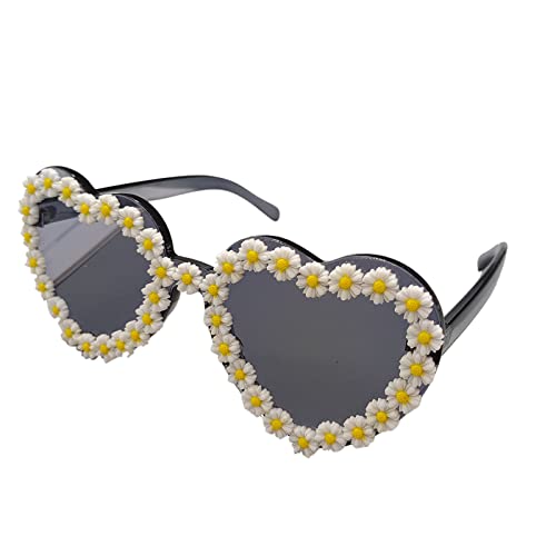 Festival Accessoires Damen Blumen Rahmen Unregelmäßige Sonnenbrille Festival Accessoires Lustige Bunte Rave Vintage Festival Brille Bonbonfarbene Gläser Coole Festival Zubehör Neuheit Brillen von lozssnigzi