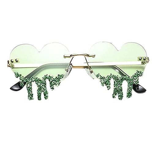 Festival Accessoires Damen: Herz Unregelmäßige Randlose Festival Accessoires Sonnenbrille Coole Schmelzen Tropfende Rave Lustige Disco Brille Festival Brille Bunte Neuheit Brillen Festival Zubehör von lozssnigzi