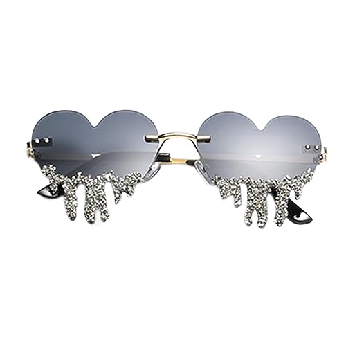 Festival Accessoires Damen: Herz Unregelmäßige Randlose Festival Accessoires Sonnenbrille Coole Schmelzen Tropfende Rave Lustige Disco Brille Festival Brille Bunte Neuheit Brillen Festival Zubehör von lozssnigzi