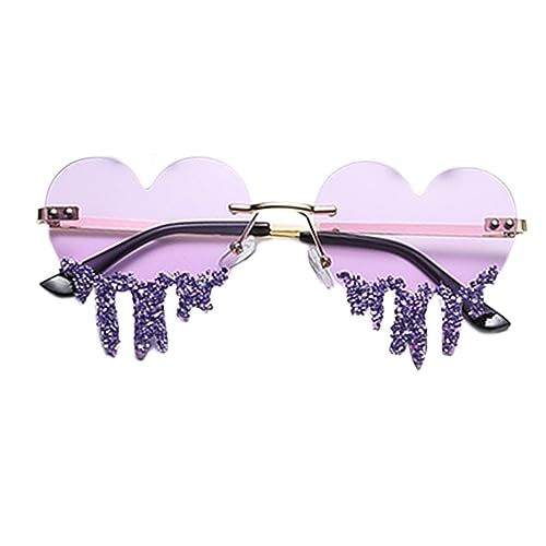 Festival Accessoires Damen: Herz Unregelmäßige Randlose Sonnenbrille Festival Accessoires Coole Schmelzen Tropfende Rave Lustige Disco Brille Festival Brille Bunte Festival Zubehör Neuheit Brillen von lozssnigzi