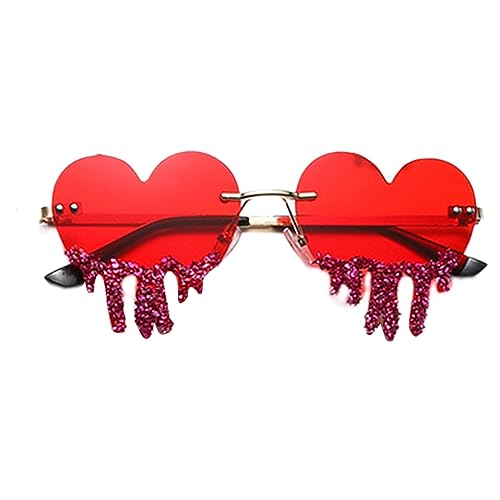 Festival Accessoires Damen: Herz Unregelmäßige Randlose Sonnenbrille Festival Accessoires Coole Schmelzen Tropfende Rave Lustige Disco Brille Festival Brille Bunte Festival Zubehör Neuheit Brillen von lozssnigzi