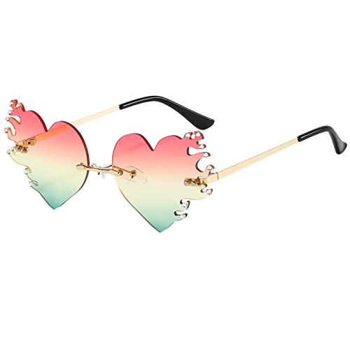 Festival Sonnenbrille: Coole Feuer Bunte Disco Brille Sonnenbrille Randlose Lustige Rave Halloween Festival Accessoires Neuheit Brillen Unregelmäßige Vintage Festival Brille Festival Zubehör von lozssnigzi