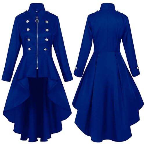 gehrock damen, Adventskalender Frauen 2024, Frack Damen Frack Steampunk Kostüm Lang Gehrock Gothic Mantel Vintage Gothic Kleidung Schwarzer Steampunk Jacke Renaissance Steampunk Cosplay Uniform von lozssnigzi