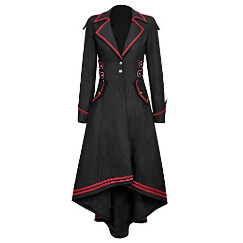 gehrock damen, Taschenkalender 2025, Steampunk Jacke Damen Frack Gothic Mantel Lang Elegant Gothic Kleidung Vintage Steampunk Schwarz Mittelalter Kostüm Schwarzer Steampunk Kostüm Rot Uniform von lozssnigzi