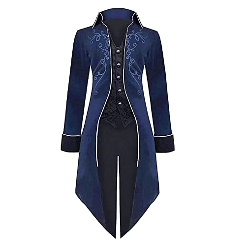 ledermantel damen, Black Friday Angebote 2024, Frack Damen Frack Steampunk Kostüm Lang Elegant Gothic Kleidung Vintage Gothic Mantel Schwarz Mittelalter Kostüm Rot Steampunk Gehrock Uniform von lozssnigzi