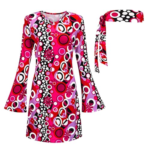 lozssnigzi flower power kleidung damen,60er Jahre Outfit Damen Hippie Outfit Karneval Kostüm Karneval Faschingskostüme 70er Jahre Kleidung Party Disco Kleid 60er 70er Bekleidung Mode Accessoires von lozssnigzi