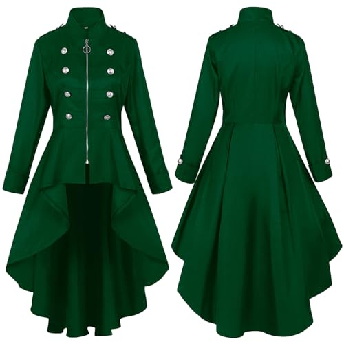 lozssnigzi steampunk jacke damen, Gothic Mantel Damen Frack Gothic Kleidung Lang Rot Steampunk Cosplay Steampunk Kostüm Schwarz Steampunk Jacke Viktorianisches Mittelalter Kostüm Schwarzer Uniform von lozssnigzi