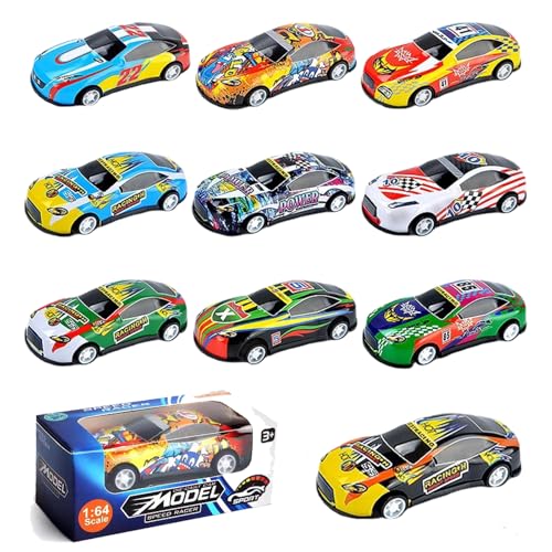 Auto Spielzeug Set, 10 Stück Mini Auto Set Rennauto Metall Stunt Spielzeugauto Aufziehautos Mit Rückzug, Geburtstag Geschenk Für Kinder Ab 3 4 5 6 7 8 Jahre, Zufällige 10-Stücke (Mit Farbkasten) von ltoSrfnb