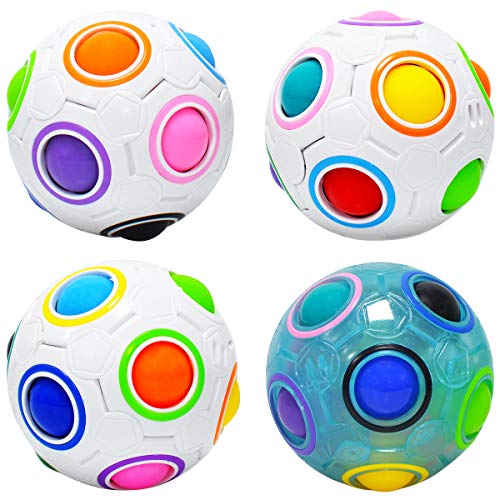 lunaoo Magic Ball, Rainbow Puzzle Ball Würfel, 4 Stück Magie Regenbogen Ball Spielzeug für Kinder von lunaoo