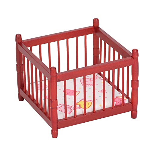 1:12 Dollhouse Mini Crib Simulation Rundes Eckbett Schlafzimmermodell mit Matratze für Kindermöbelzubehör für Puppenhausdekorationen von lvifloae