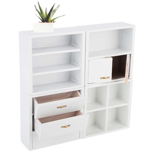 1:12 Mini Holzschrank Möbel Wohnzimmer Schlafzimmer Schrank Einheit Schrankschrank Schrank Verschiedene Möbelstile für Dollhouse (Burlywood) (White) von lvifloae