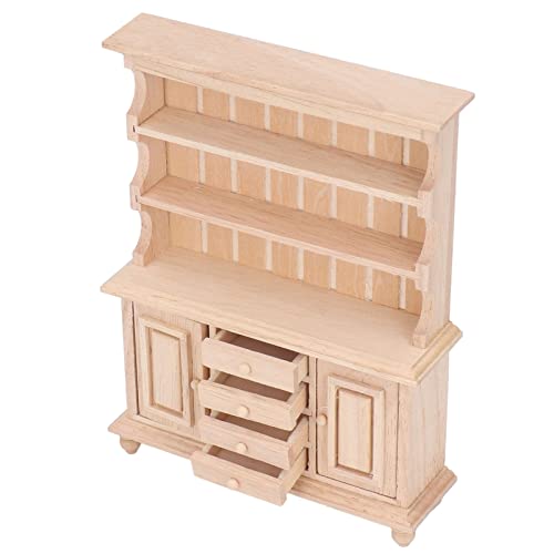 lvifloae 1:12 Miniaturschrank Dollhouse Bücherregal Simulationslebenszene Plain Dollhouse Mini Holzschrank Möbel 4 Teilen Set willkürliche Platzierung von lvifloae