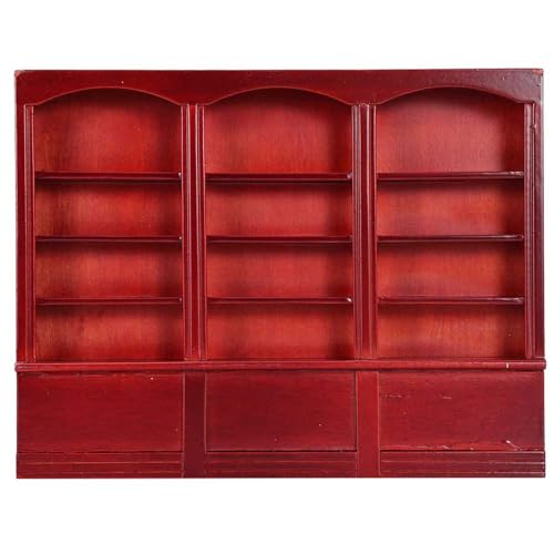 1:12 Puppenhaus Accessoires Mini Bücherregal Displzyschrank Bücherregal Möbel Spielzeug Rotes Regal Schrankgarderobe Modell für Feengarten (Red) von lvifloae