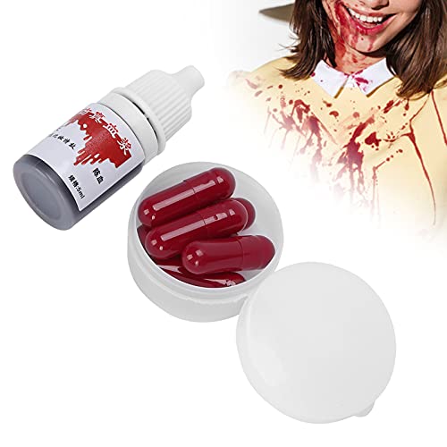 6PCS Kunstblut-Kapsel, Halloween-Kunstblut-Make-up-Set, Kunstblut-Flasche, realistischer Effekt, waschbar, für Kleidung, Gesicht, Vampir, SFX-Make-up von lvifloae