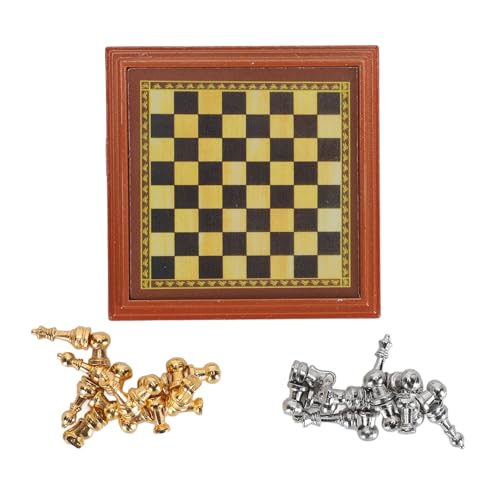 Dollhouse Miniature Internationales Schach -Set -Brettspiel Modell Exquisite Dollhouse Schachbrett für 112 Dollhouse Model Gold und Silber für Dollhouse Decor von lvifloae