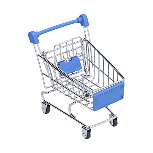 Kleiner Einkaufswagen, Mini-Einkaufswagen, Supermarkt-Handwagen, blau, exquisit, breite Anwendung, robuster Mini-Einkaufswagen für Zuhause, Küche, Büro von lvifloae