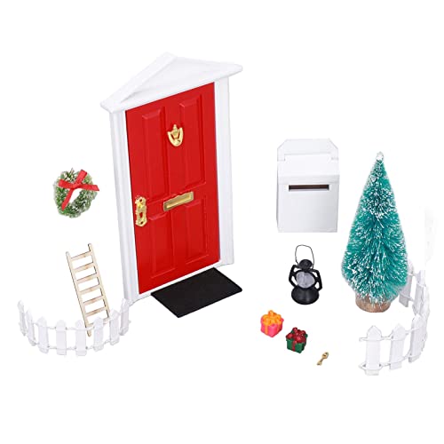 lvifloae Mini Holztür Set Smoother Edge Farbe Dauerhafte Details Doll House Weihnachts -Set glatter Puppenhaus Miniaturfefe für 1:12 Puppenhaus e von lvifloae