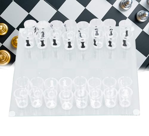 Schießglas-Schachspiel mit Glasschachfiguren, Brett-Trinkspiel-Set, ideal für Uni, Spieleabende, Trinkspiele, Partys, Reisen, Camping, Werbeaktionen von lvifloae