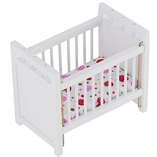 lvifloae 1:12 Spielzeug Babybett Puppenhaus Mini-Bettmodell mit Matratze -Puppenbett Simulationsmöbelmodell Puppenhauszubehör und Möbel Puppenhaus-Schlafzimmermöbel von lvifloae