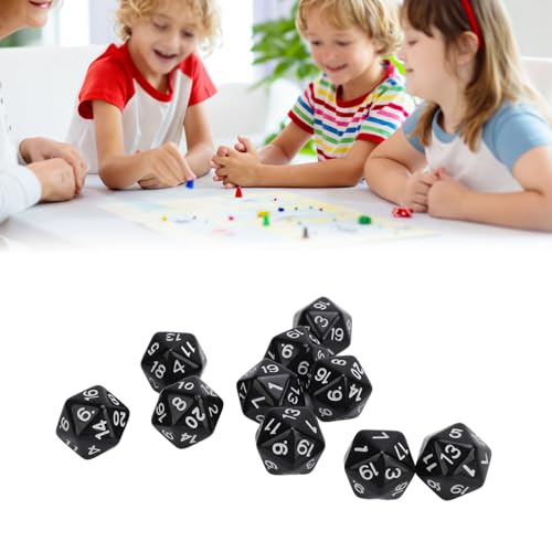 lvifloae 10-teiliges polyedrisches Würfelset aus Kunststoff, leichte 20-seitige Würfel für Rollenspiele, Tischspiele, Schwarz (Black) von lvifloae