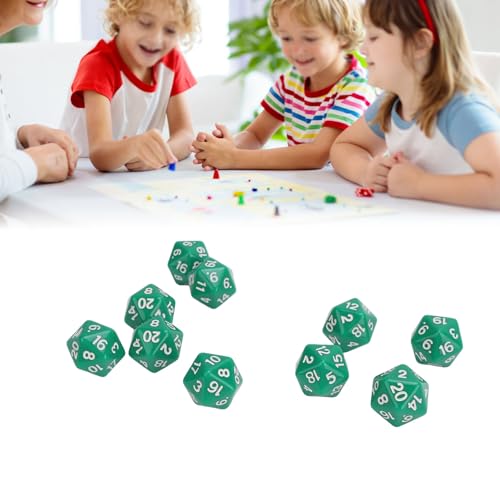 lvifloae 10-teiliges polyedrisches Würfelset aus Kunststoff, leichte 20-seitige Würfel für Rollenspiele, Tischspiele, Schwarz (Green) von lvifloae