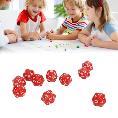 lvifloae 10-teiliges polyedrisches Würfelset aus Kunststoff, leichte 20-seitige Würfel für Rollenspiele, Tischspiele, Schwarz (Red) von lvifloae