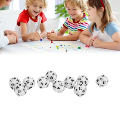 lvifloae 10-teiliges polyedrisches Würfelset aus Kunststoff, leichte 20-seitige Würfel für Rollenspiele, Tischspiele, Schwarz (White) von lvifloae