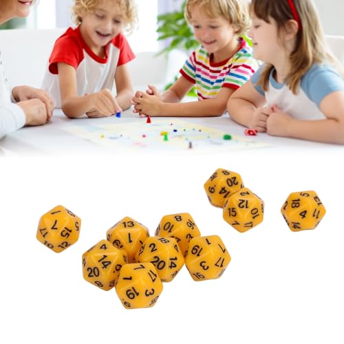 lvifloae 10-teiliges polyedrisches Würfelset aus Kunststoff, leichte 20-seitige Würfel für Rollenspiele, Tischspiele, Schwarz (Yellow) von lvifloae