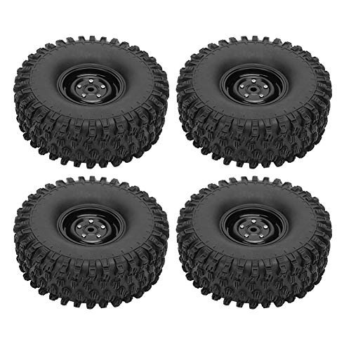 lvifloae 4 Stück 1,9 Zoll Felge Gummireifen RC Zubehör Passend für Axial 1/10 RC Crawler 120 mm (Black) von lvifloae